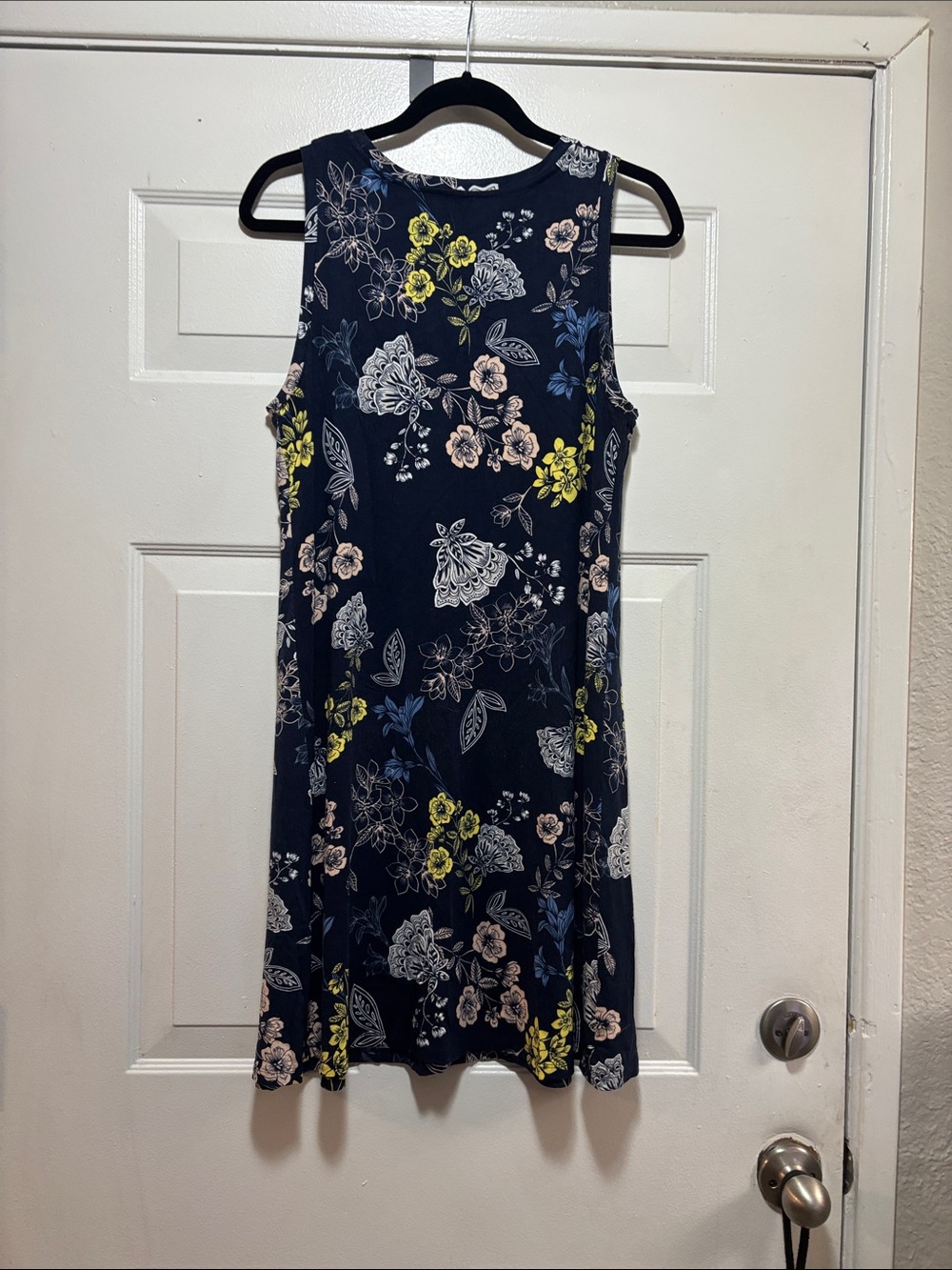 LOFT Navy Floral Sleeveless A-Line Dress - Picture 7 of 8